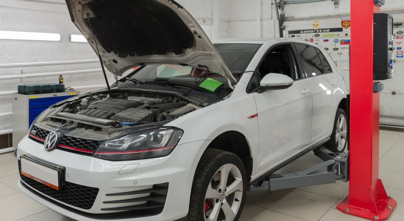 Volkswagen repair being performed