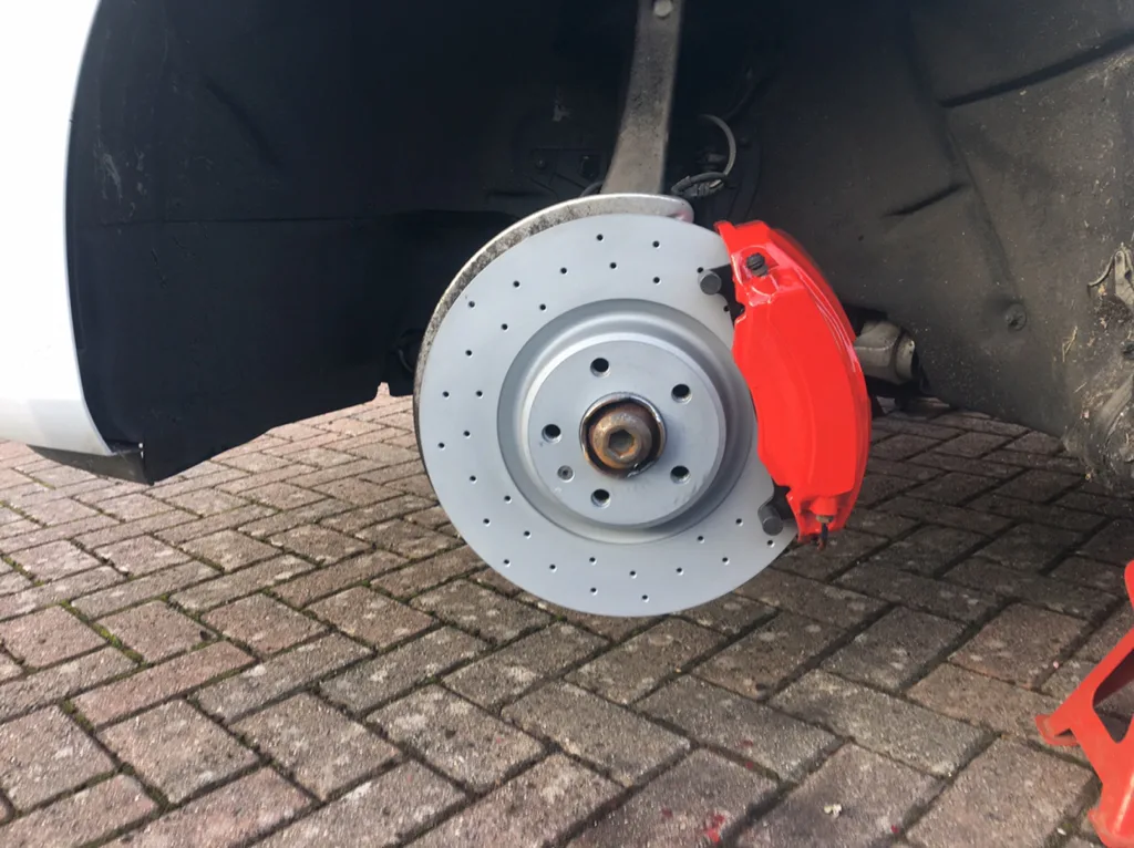 European Automotive porsche Brake repair - client vehicle being serviced