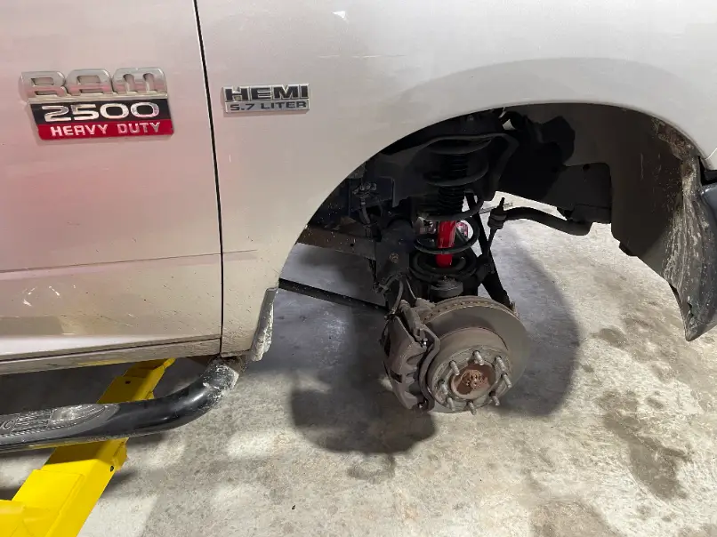 Duramax truck in service bay